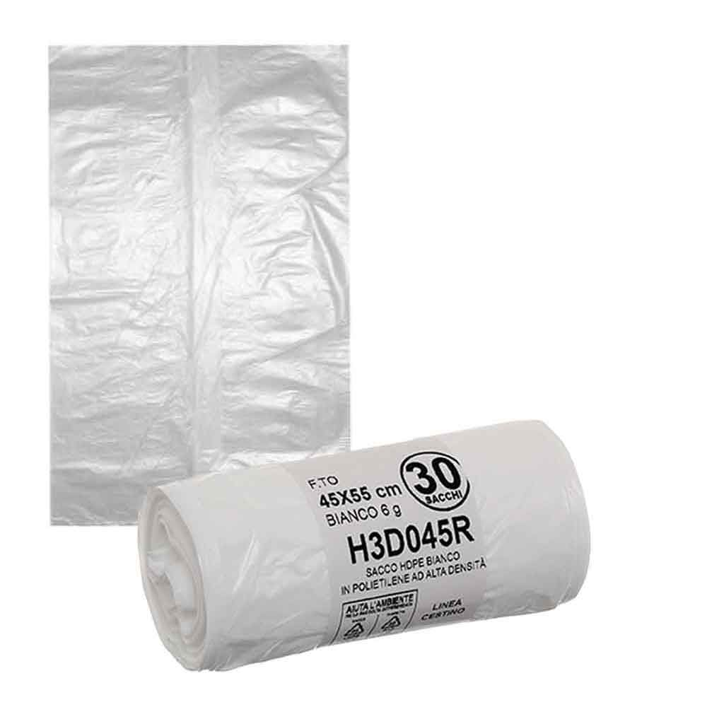 30 Sacchetti spazzatura bianchi in plastica 45x55cm - PapoLab