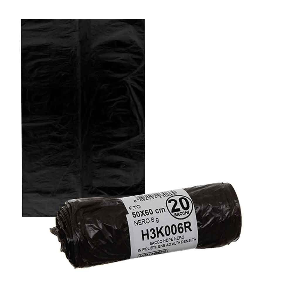 20 Sacchetti spazzatura neri in plastica 50x60cm - PapoLab