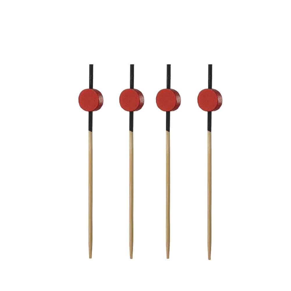 100 Spiedini di legno con pallina rossa Giappone 9cm - PapoLab