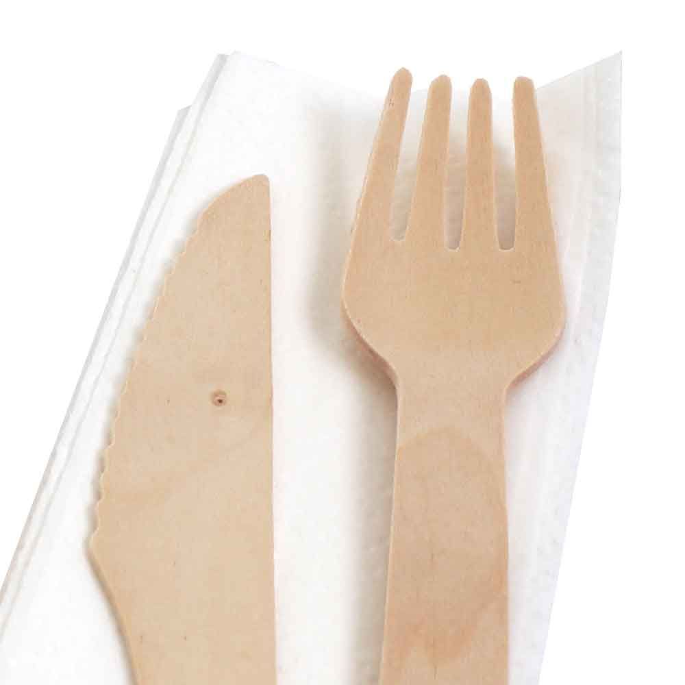 Coltello e Tovagliolo Set Posate imbustate Lunghezza Posata 16,5cm VIRSUS 1000 Posate bis Bianco Forchetta 
