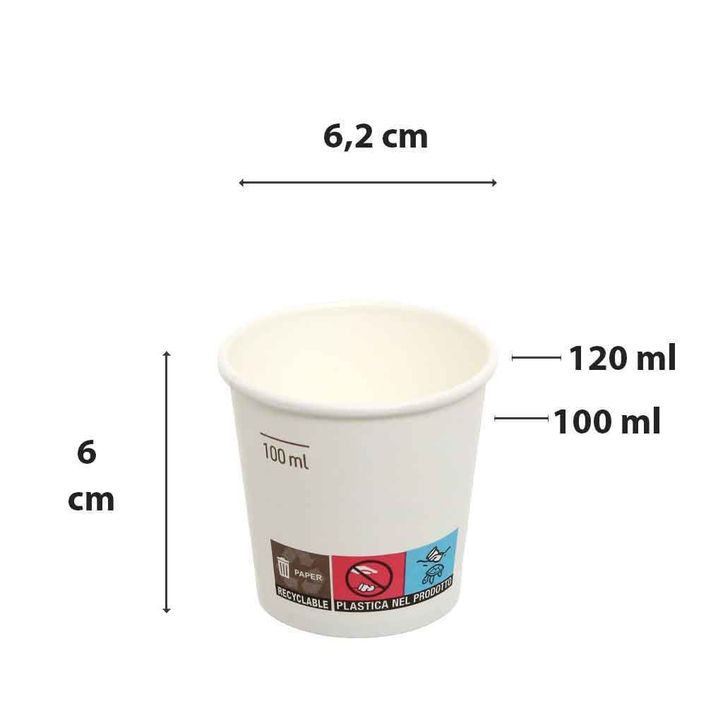 100 pz Bicchieri da caffè in carta bianca da € 0,033 Cad + Iva - Bicc 180cc  (100pz)