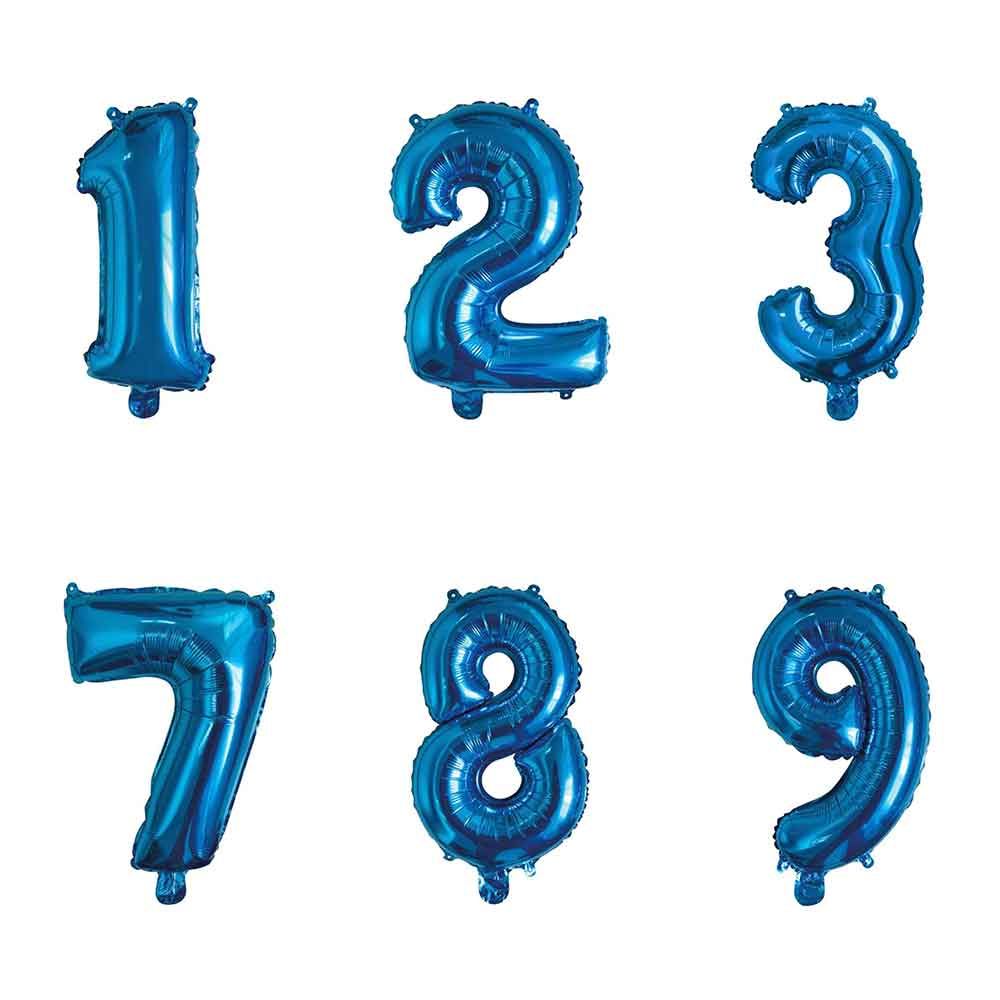 Palloncini Mylar numeri blu da 14″ 35 cm in offerta - PapoLab