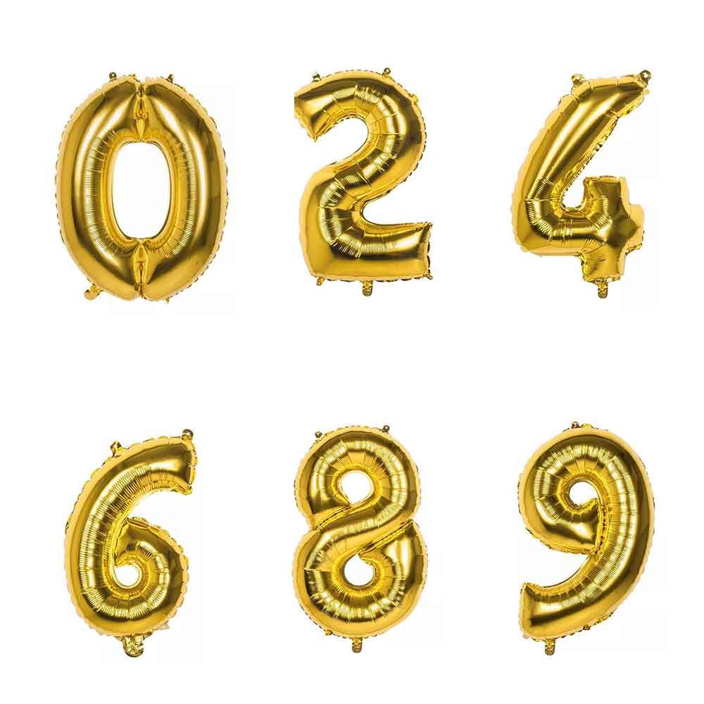 Palloncini Mylar numeri oro da 14″ 35 cm in offerta - PapoLab
