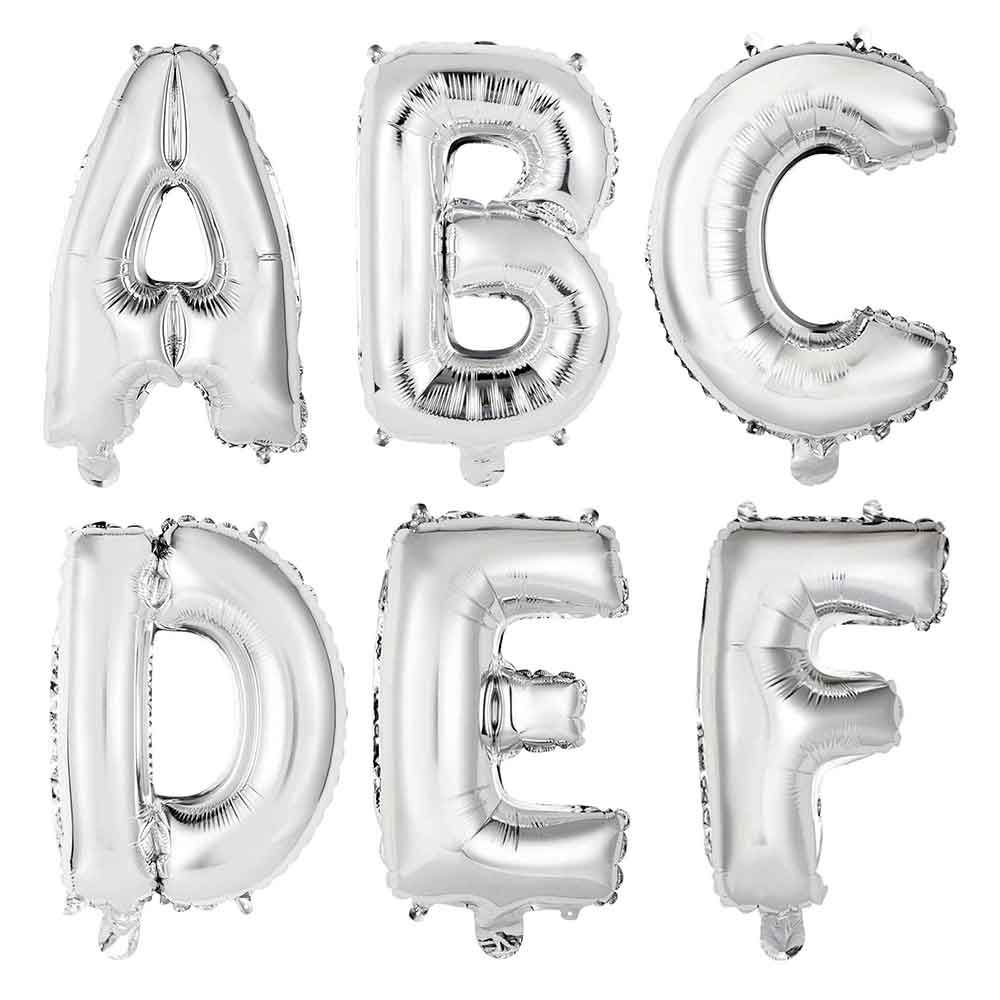 Palloncini lettere per compleanno argento A-Z da 40″ 101 cm - PapoLab