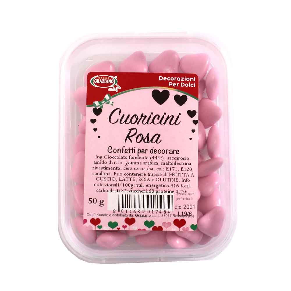Confetti di cioccolato cuoricini rosa per decorare torte - PapoLab