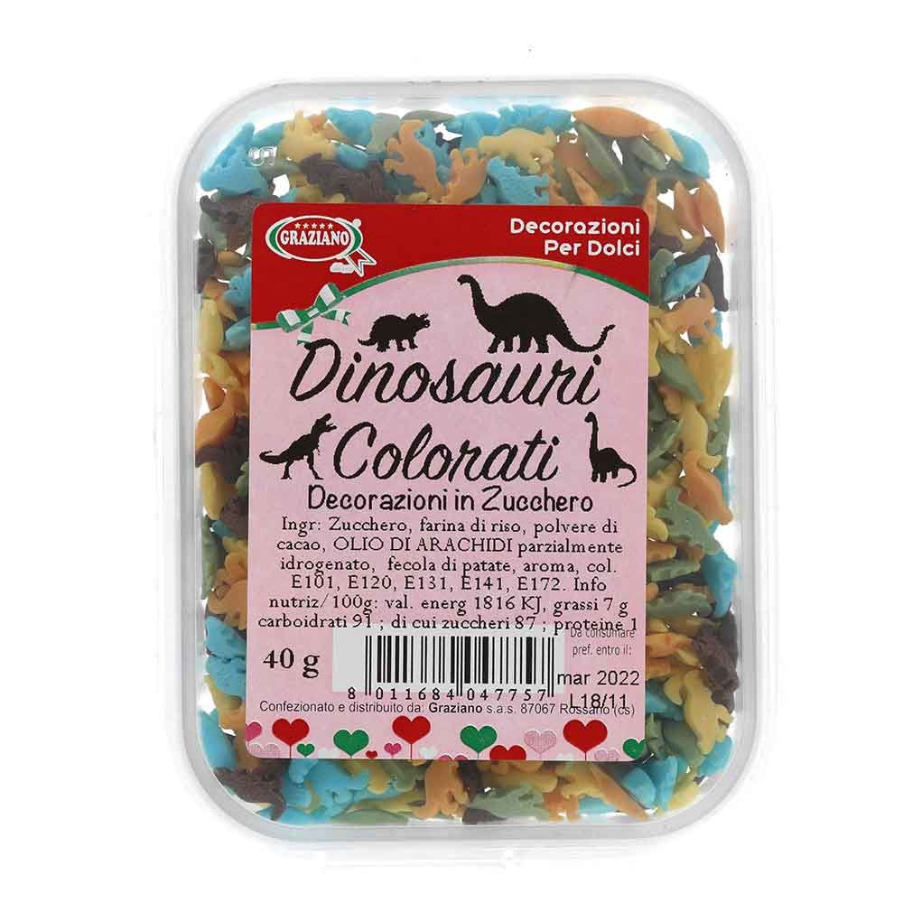 Dinosauri di zucchero colorati piccoli per torte in offerta - PapoLab