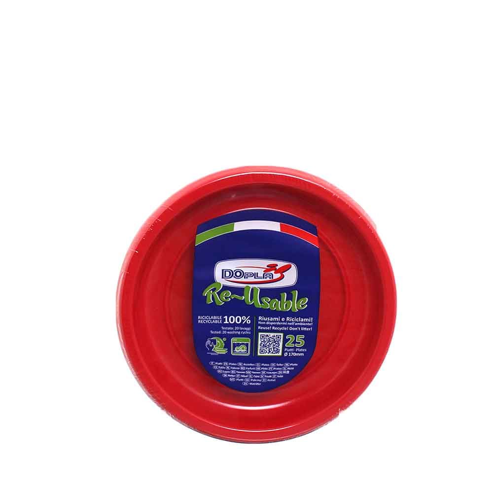 Piatti di plastica colorati lavabili Ø17cm rossi in offerta - PapoLab