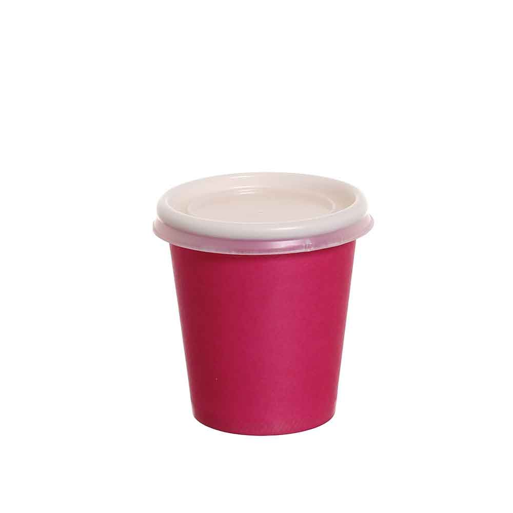 Bicchierini da caffè con coperchio in carta fucsia 80ml - PapoLab
