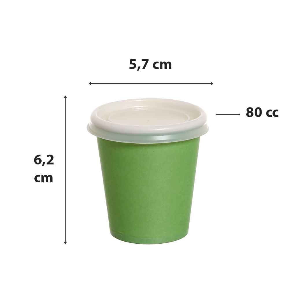 Bicchierini da caffè con coperchio in carta verdi 80ml - PapoLab