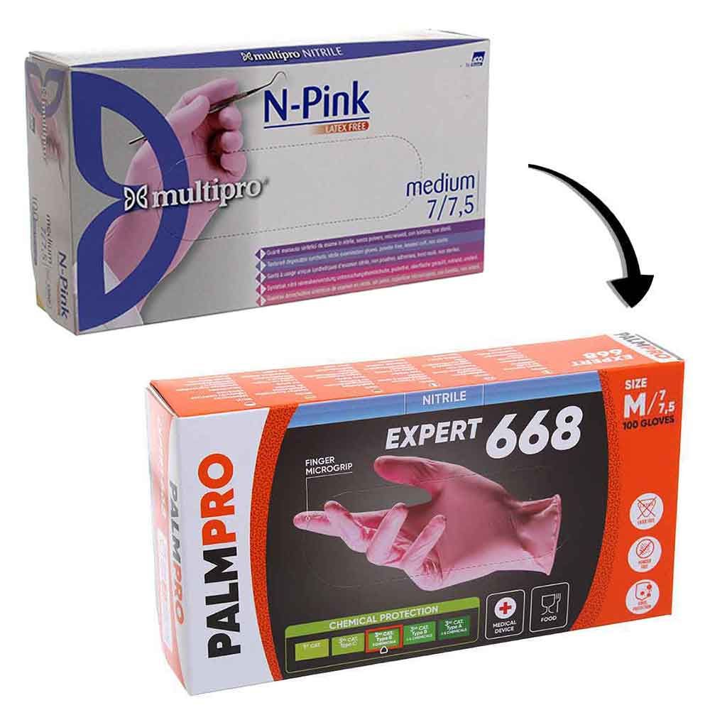 Guanti in nitrile rosa Icoguanti PalmPro 668 taglia M - PapoLab