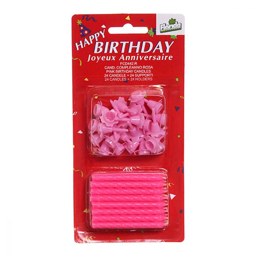 24 Candeline compleanno rosa 6 cm