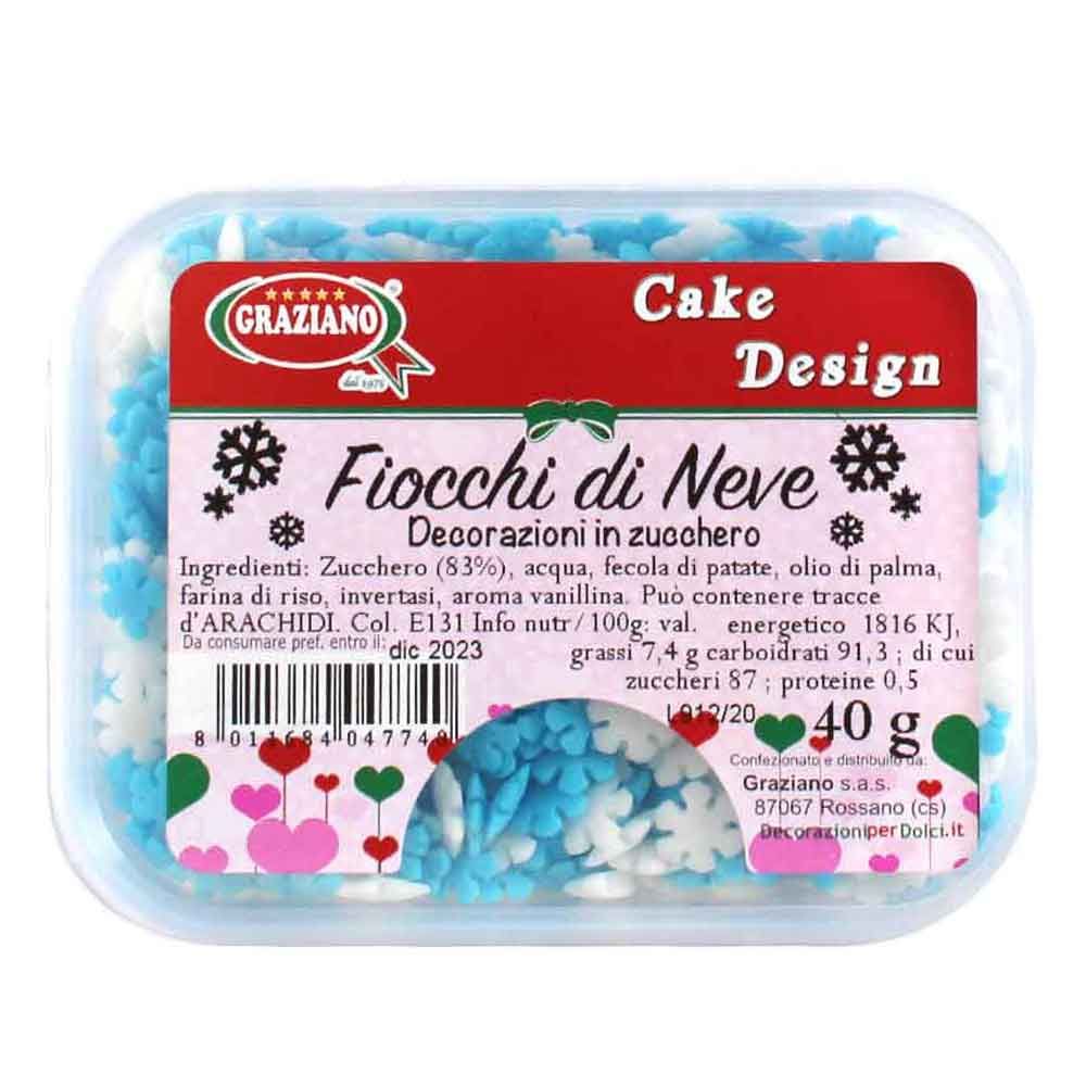 Fiocchi di neve di zucchero colorati per torte in offerta - PapoLab