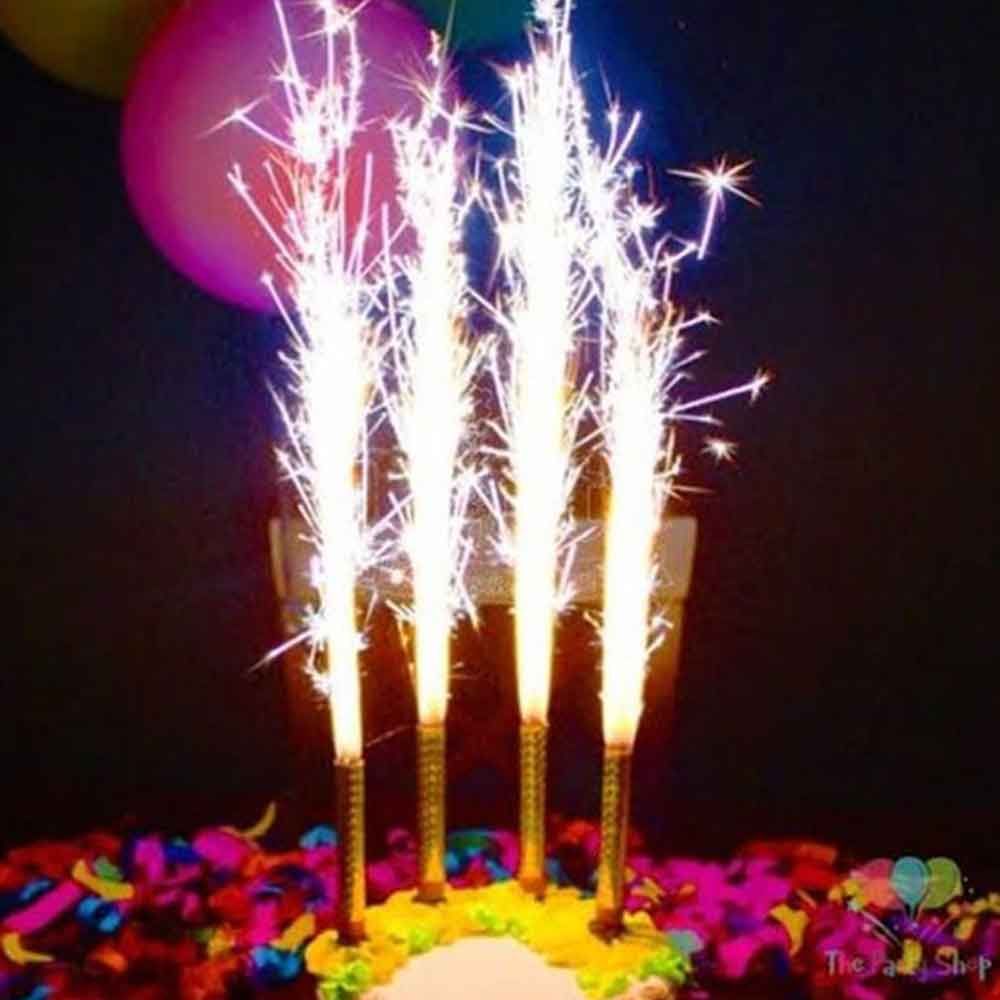 Candela pirotecnica fontana per torte e feste color oro - PapoLab
