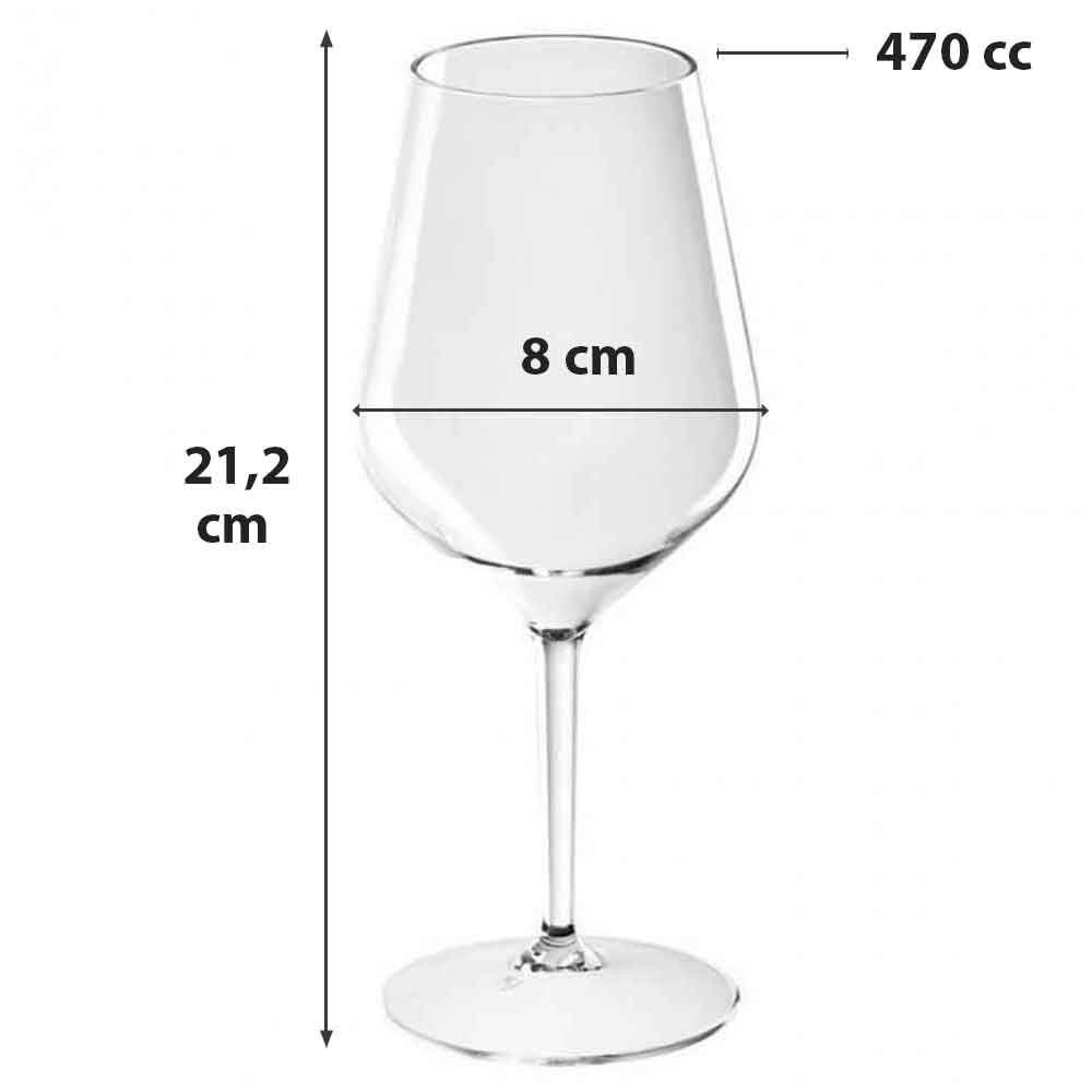 Set 6 bicchieri calici vino policarbonato infrangibili 470cc - PapoLab