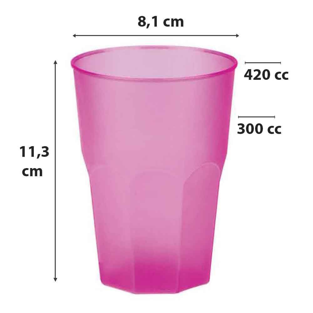 Bicchieri da cocktail plastica riutilizzabile fucsia 420ml - PapoLab