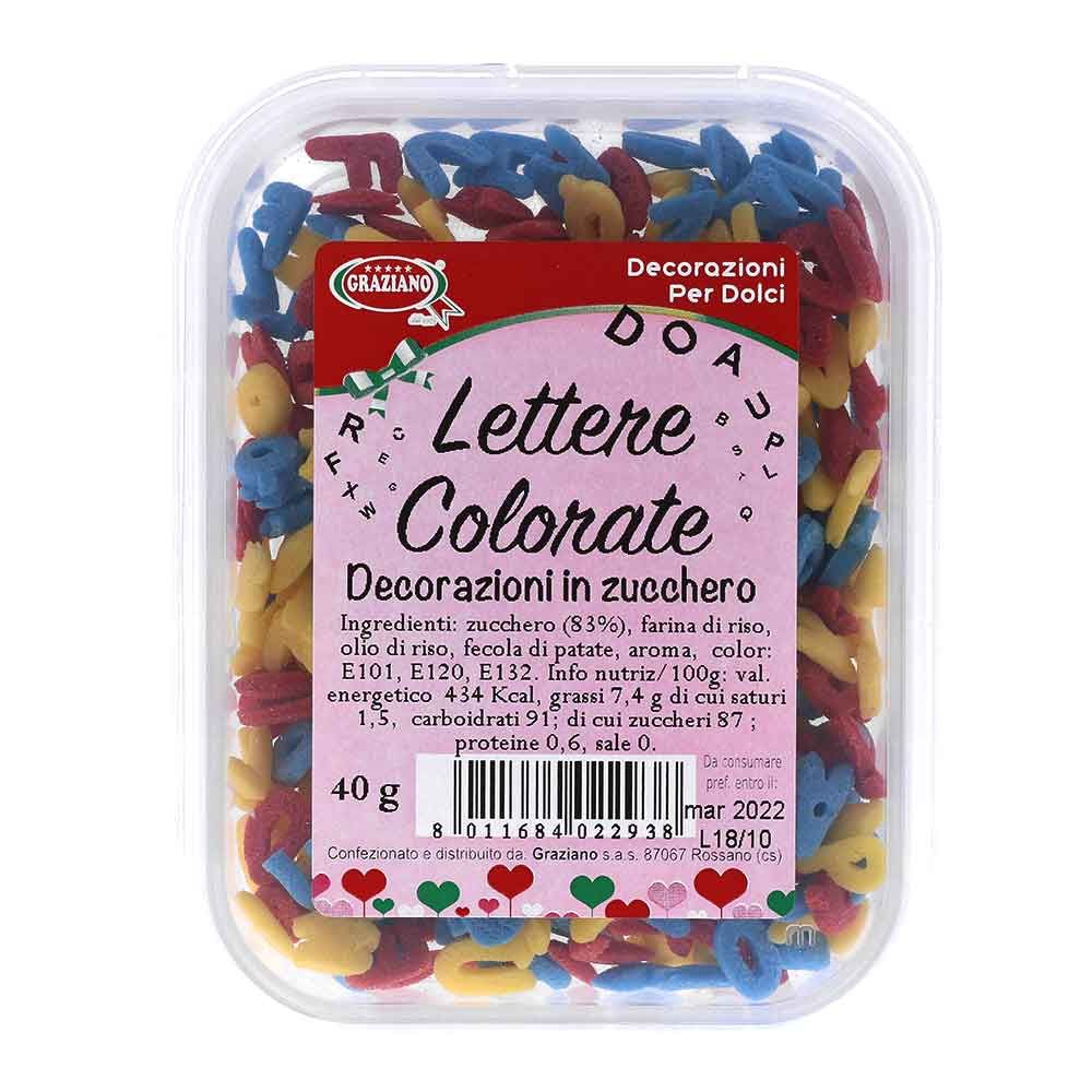 Lettere di zucchero piccole colorate per torte in offerta - PapoLab