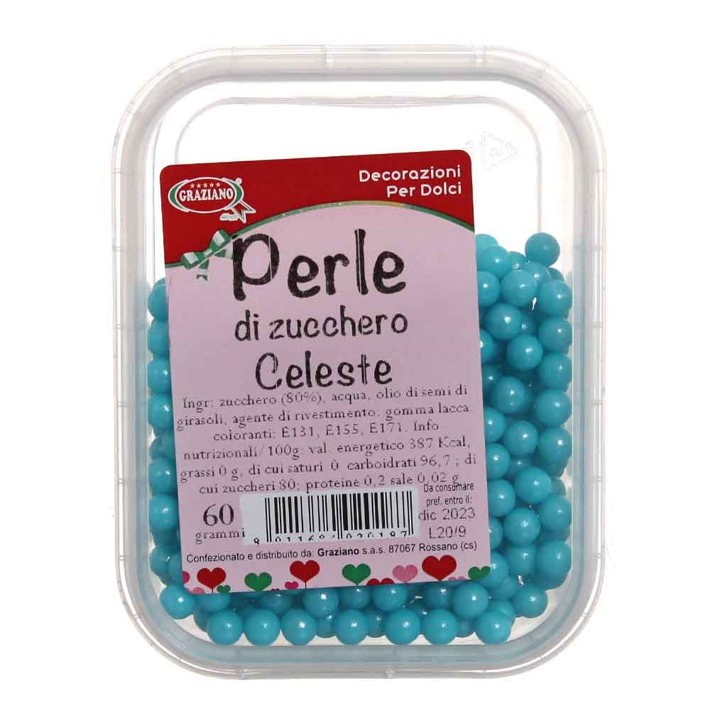 Perle di zucchero colorate celesti perlate in offerta - PapoLab
