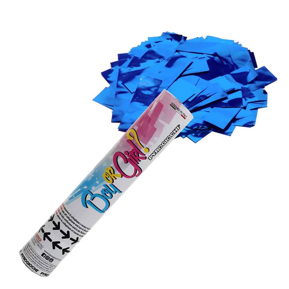 Tubo sparacoriandoli Pyrogiochi 30cm Blu Gender Party - PapoLab