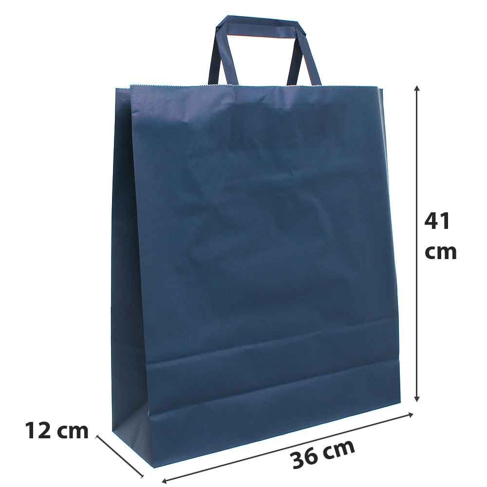 Buste di carta blu scuro tinta unita con manici 36x12x41h PapoLab
