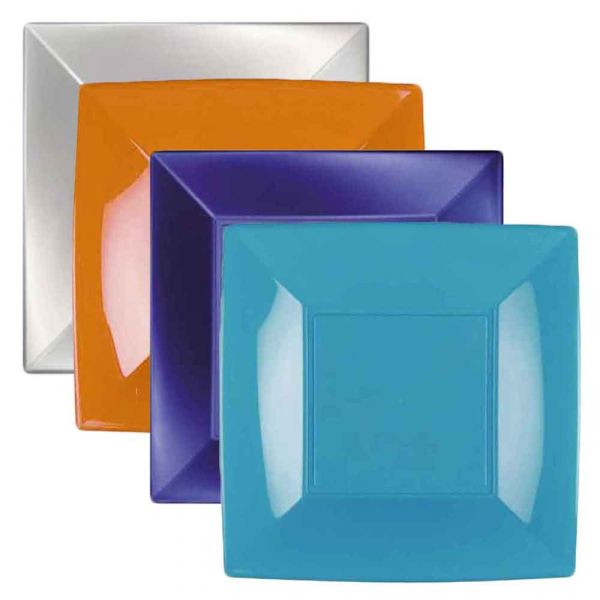 Piatti quadrati piccoli lavabili per microonde colorati 18x18 cm
