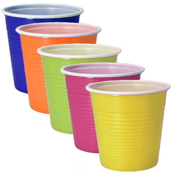 30 Bicchieri lavabili e riutilizzabili colorati in plastica DOpla 230cc