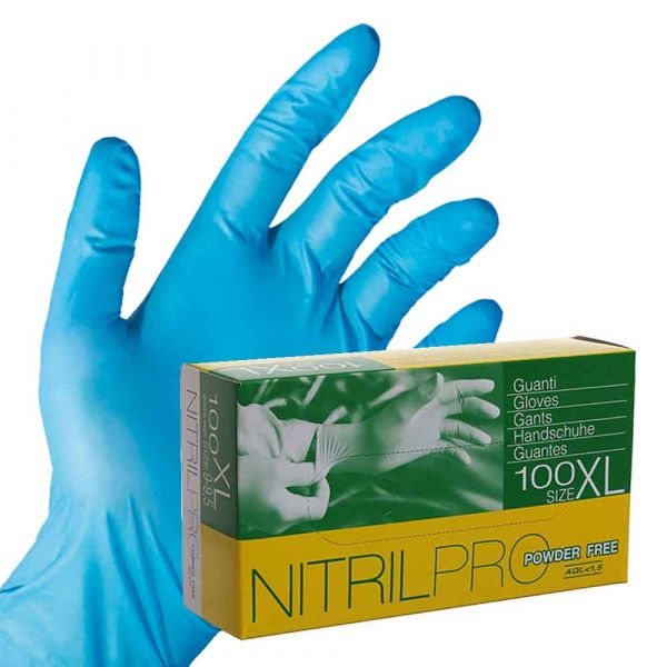 Guanti nitrile Nitril Pro senza polvere azzurri taglie a scelta