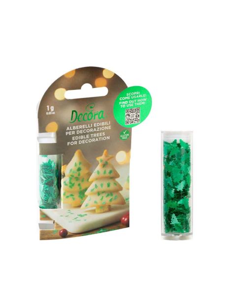 Alberelli di zucchero edibili verdi per decorazione torte 1 g Decora