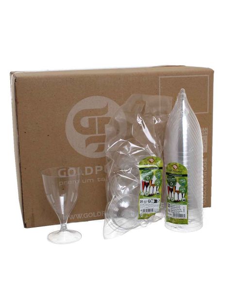Calici da acqua plastica riutilizzabile 200ml basi trasparenti