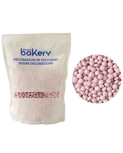 Mini Lenti di cioccolato rosa chiaro per cake design 1 kg Bakery