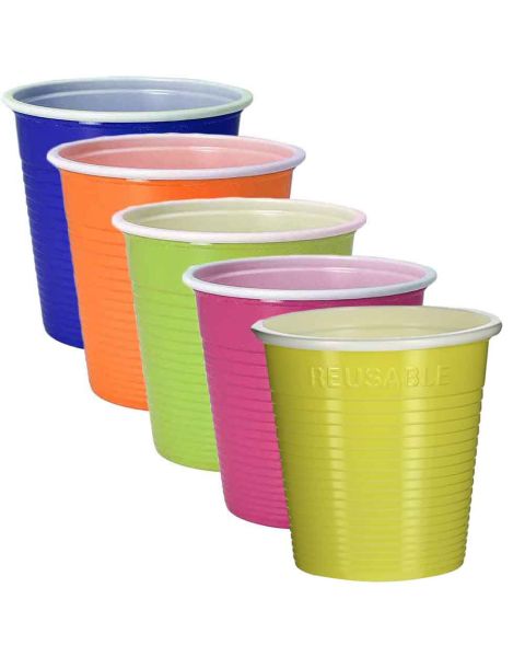 30 Bicchieri lavabili e riutilizzabili colorati in plastica DOpla 230cc