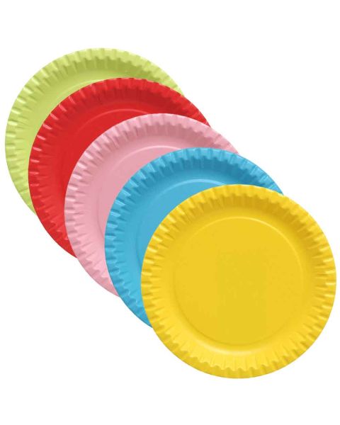 10 Piatti di carta in cartoncino colorato per feste Ø18 cm