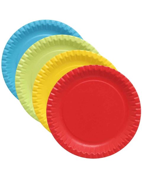 10 Piatti di carta in cartoncino colorato per feste Ø23 cm
