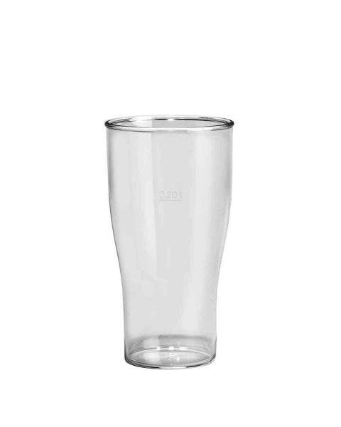 5 Bicchieri birra plastica in policarbonato trasparente 360cc tacca a 200ml