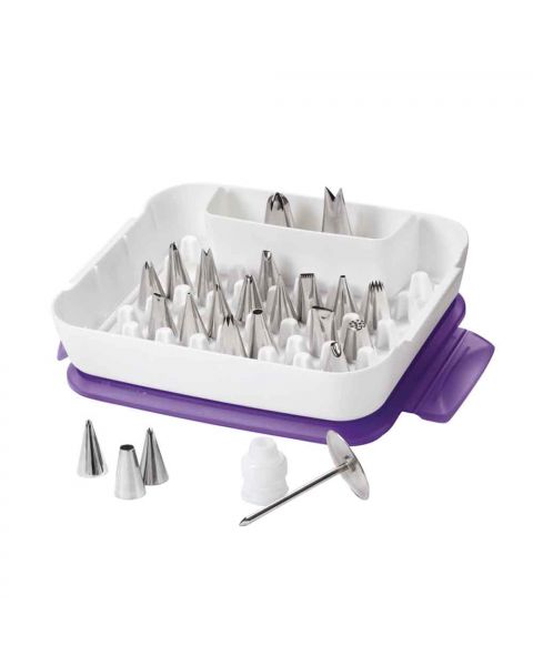 Interno Cofanetto set professionale decorazione 24 pezzi in acciaio inox Wilton