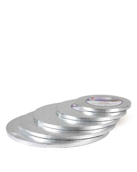 Cakeboard Vassoio Sottotorta rotondo rivestito argento h 1,2 cm diamentri vari