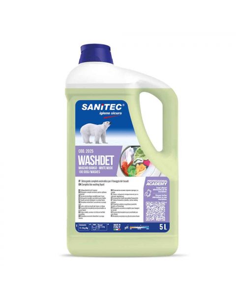 Washdet Muschio Bianco detergente enzimatico per lavatrice Sanitec 5 L