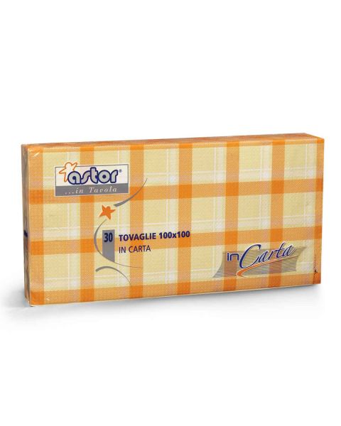 30 Tovaglie di carta 100x100 cm scozzese arancio 255-6SA