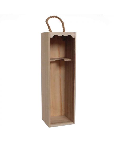 Cassetta in legno per 1 bottiglia vino da 75 cl con coperchio trasparente