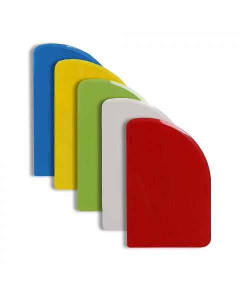 5 Spatole raschietto tagliapasta in plastica lato curvo colori assortiti