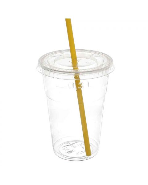100 Bicchieri Kristal PET 400cc con coperchio forato a croce