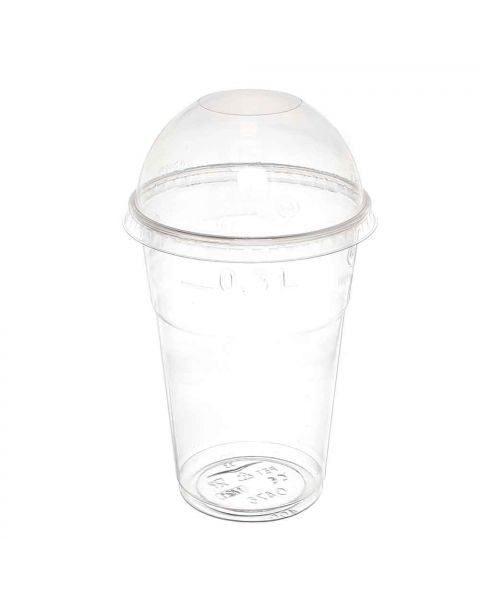 100 Bicchieri Cristal PET 400 ml con coperchio a cupola