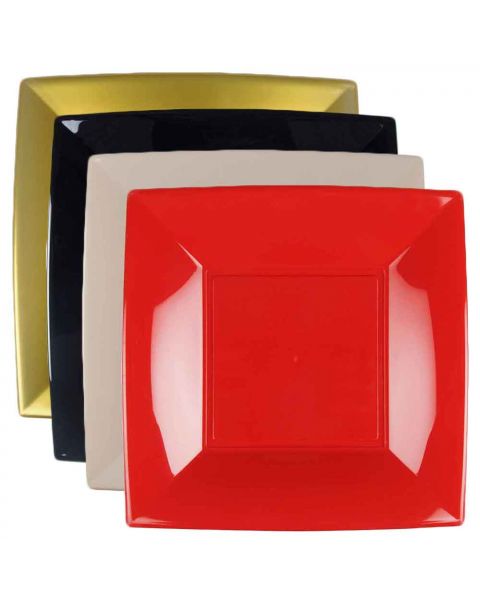 12 Piatti quadrati grandi lavabili in plastica rigida per microonde 29x29 cm 