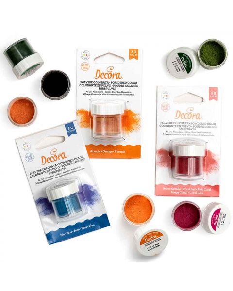 Colorante in polvere idrosolubile per alimenti colorato 3 g Decora