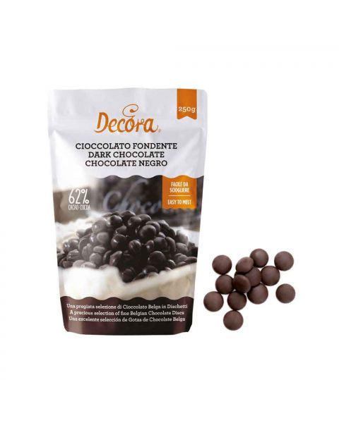 Dischetti di cioccolato fondente Decora da 250 g