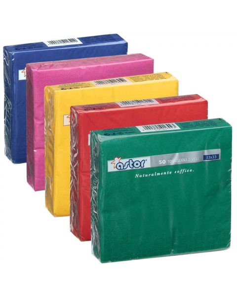 50 Tovaglioli di carta ovatta colorati 2 veli 33x33 Astor