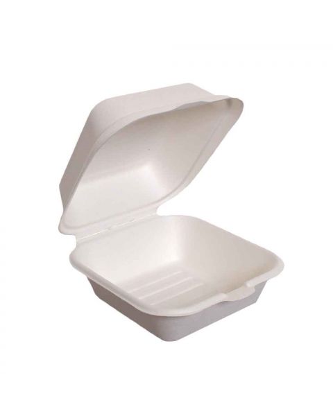 50 Box con coperchio per asporto hamburger in polpa compostabili 15,5x15,5x h8 cm
