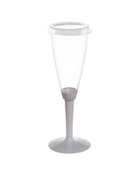 Flutes calici gambo lungo bianco con tappo