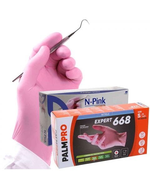 100 Guanti nitrile rosa Icoguanti Multipro N-Pink PalmPro Expert 668