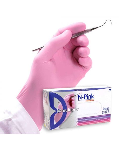 100 Guanti medicali nitrile Multipro N-Pink 