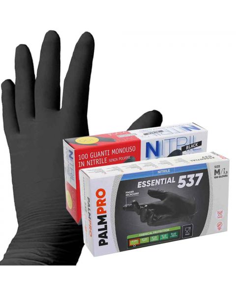 100 Guanti in nitrile nero Nitril Black senza polvere per alimenti Icoguanti